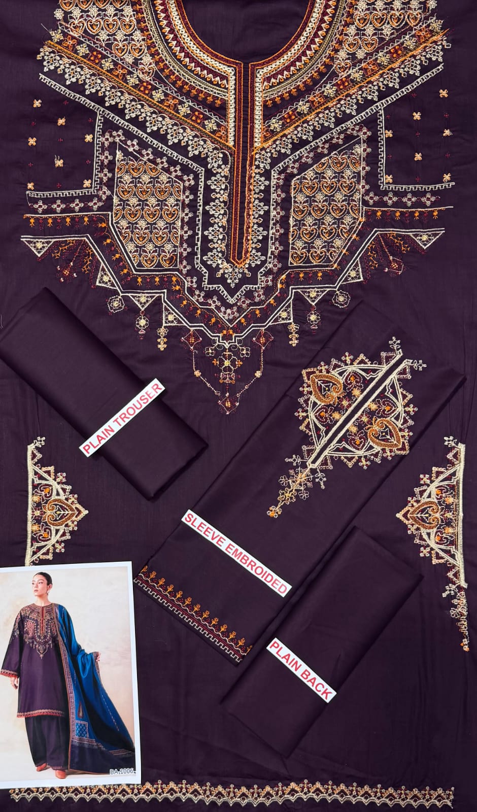 Zara shajaha embroidery lawn 2pc