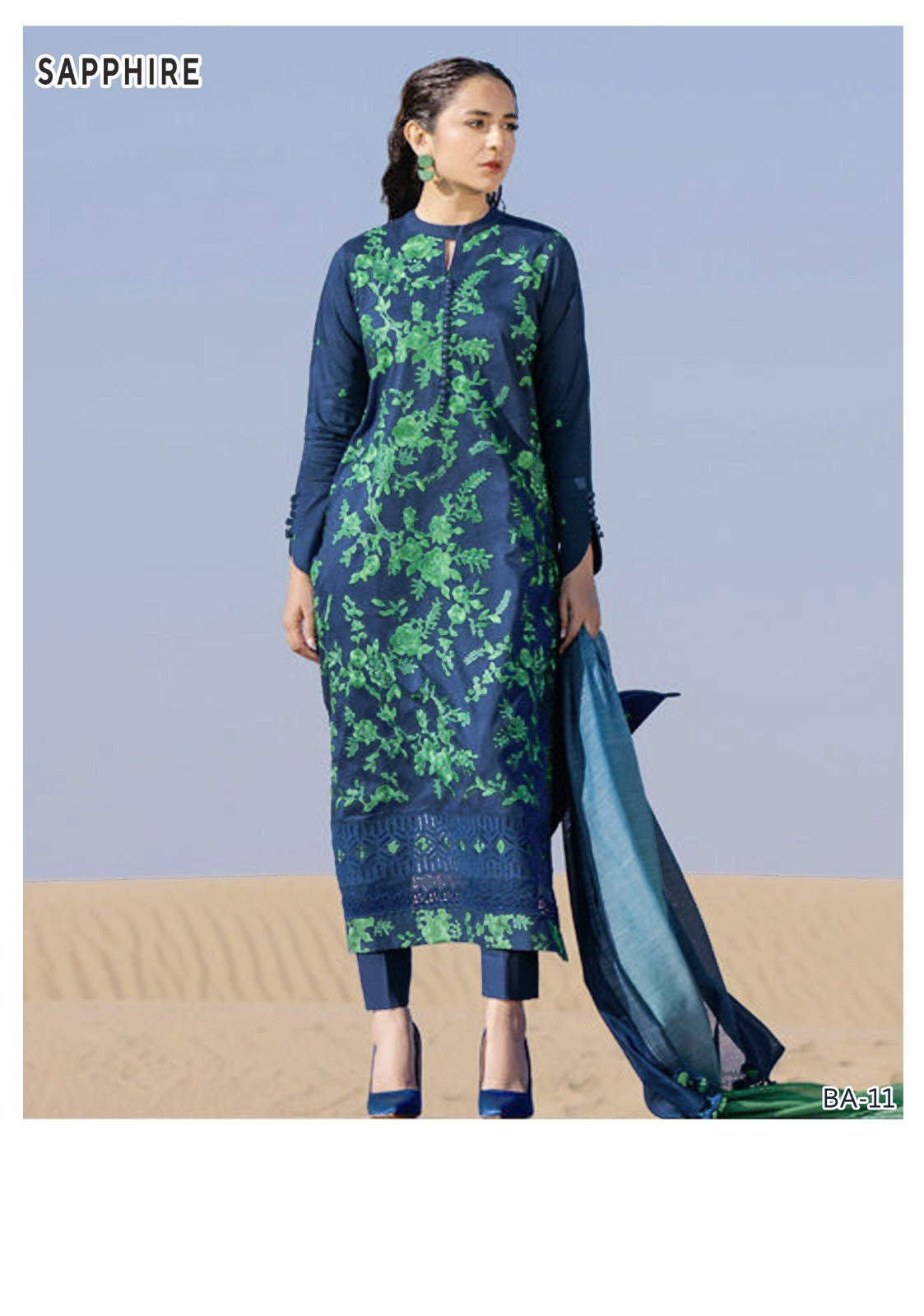Sapphire Embroidery lawn 3pc