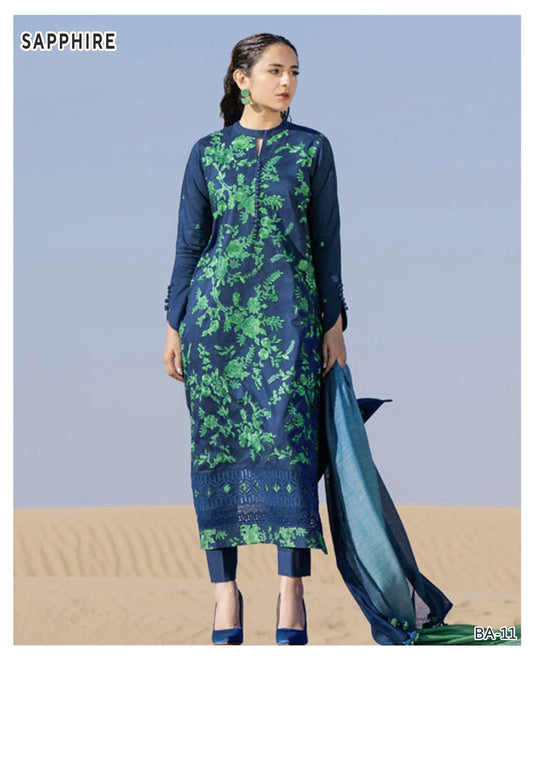 Sapphire Embroidery lawn 3pc