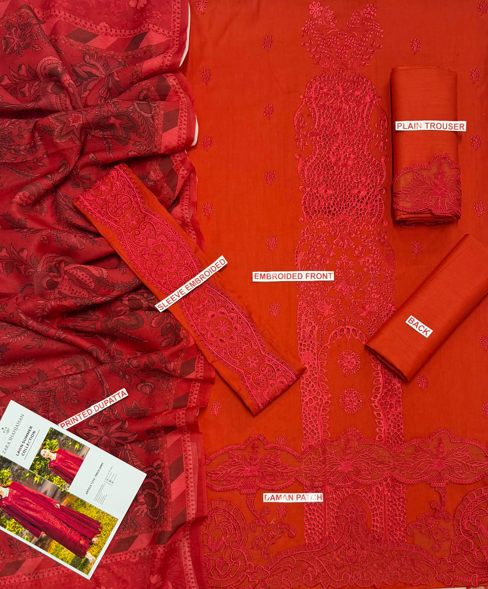 ZARA SHAHJAHAN HEAVY CHICKEN KARI LAWN EMBROIDERED 3PC