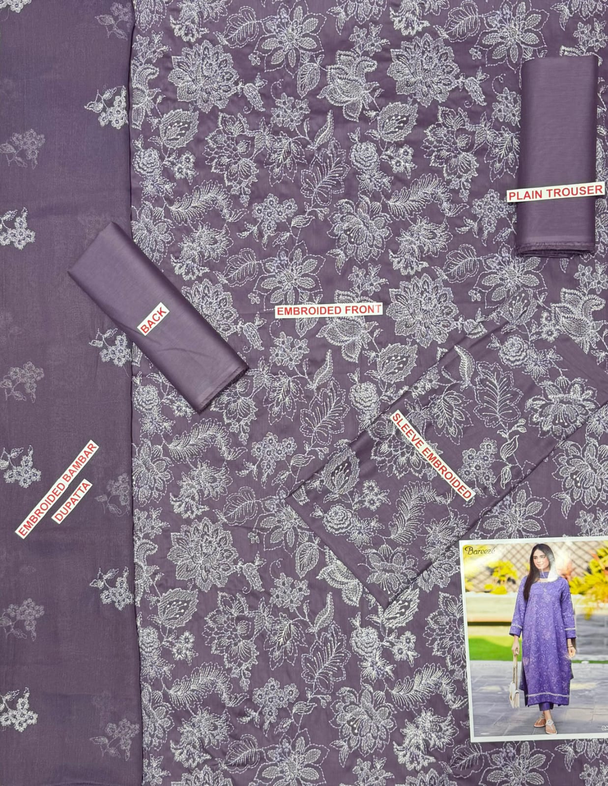 Bareeze Embroidery lawn 3pc