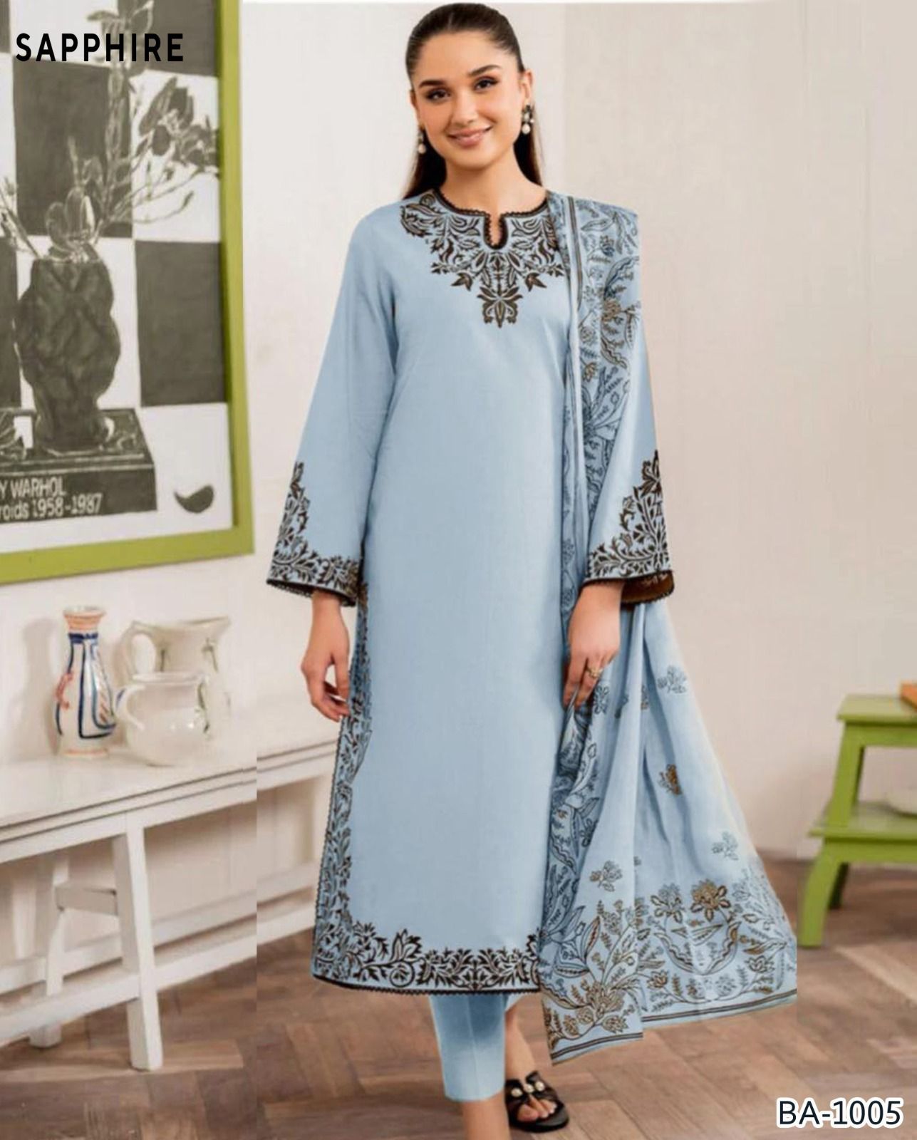 Sapphire Embroidery lawn 2pc
